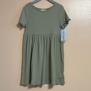Cat & Jack Olive Ribbed Short-Sleeve Girls' Dress